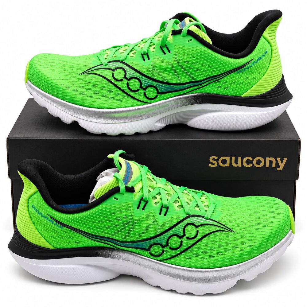 Saucony Kinvara 16 Mens 12 Slime Black PWRRUN Lightweight Running Shoes Sneakers
